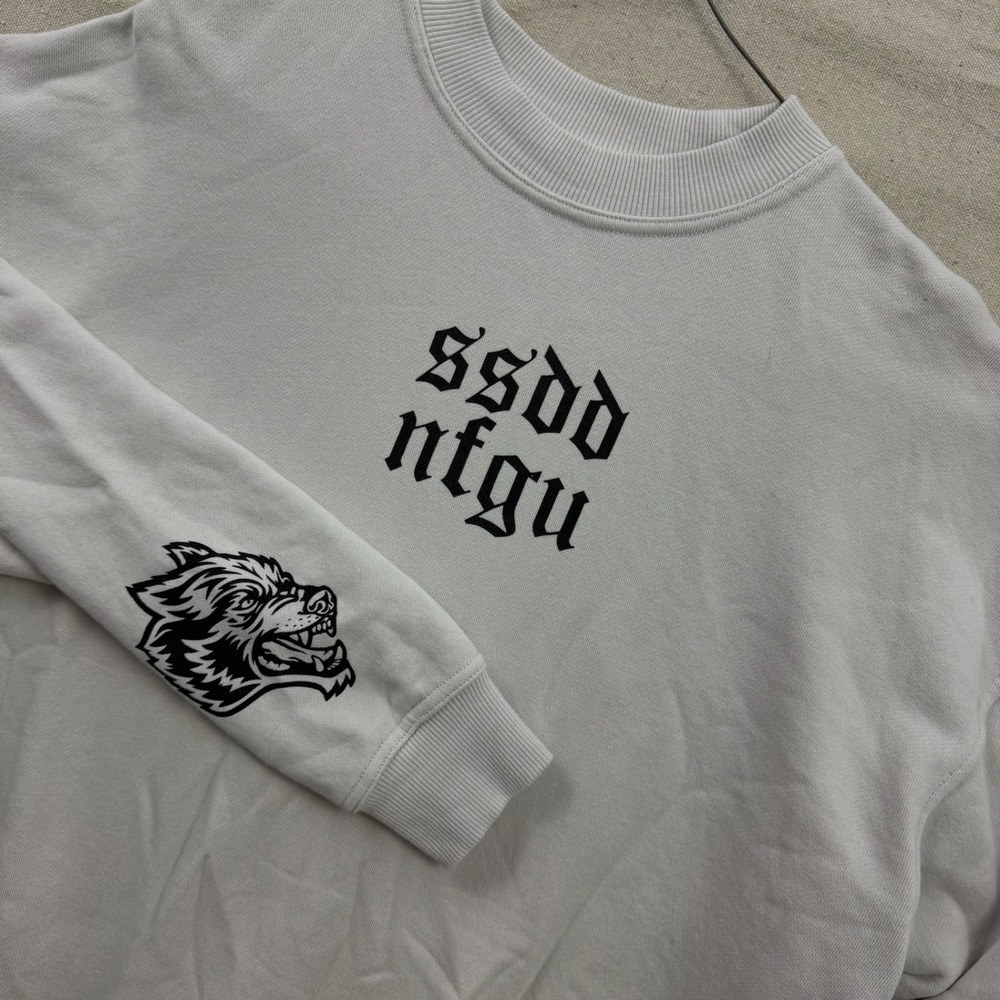 Darc Sport Crewneck Sweatshirt Unisex XS Off-White SSDD NFGU Wolf Graphic‎
